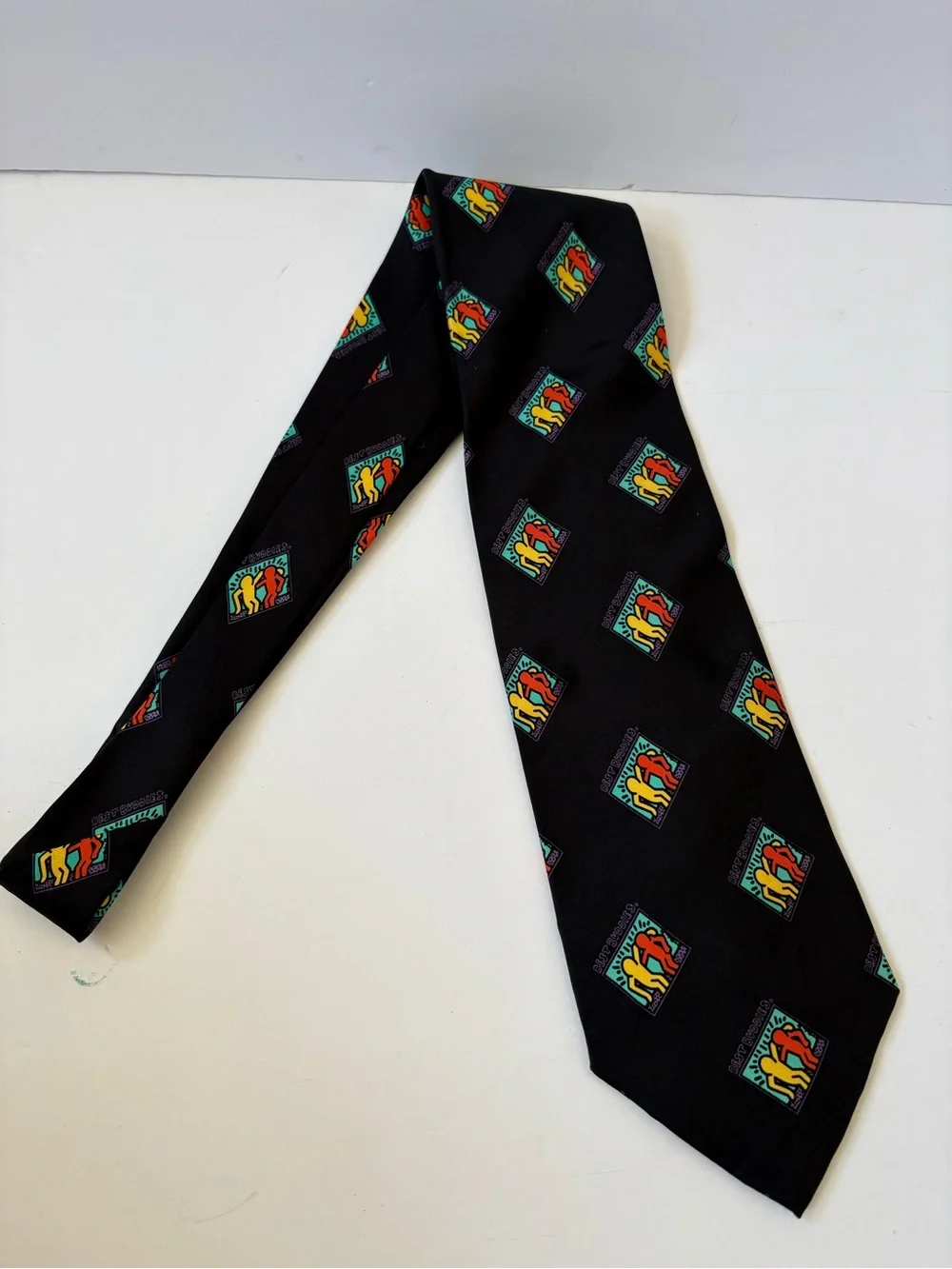 Keith Haring Best Buddies Nonprofit Silk Black Logo‎ Tie Career Office People